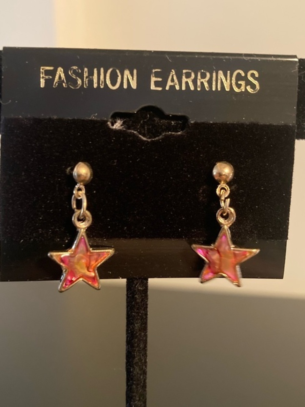 Fashion Jewelry Pink Orange Star Dangle Earrings